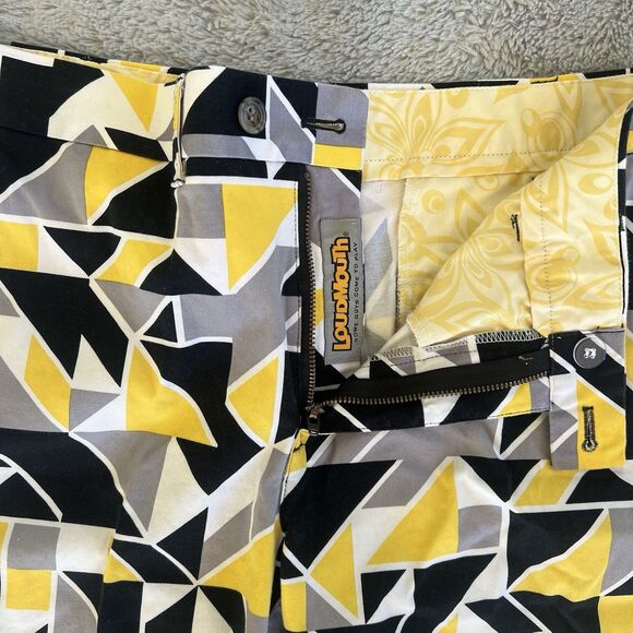 Loudmouth Men’s Ice Pick Golf Shorts Geometric Print Yellow Black Gray Size 38 - Picture 2 of 4